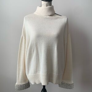 Alice + Olivia Embellished Wool Blend Turtleneck